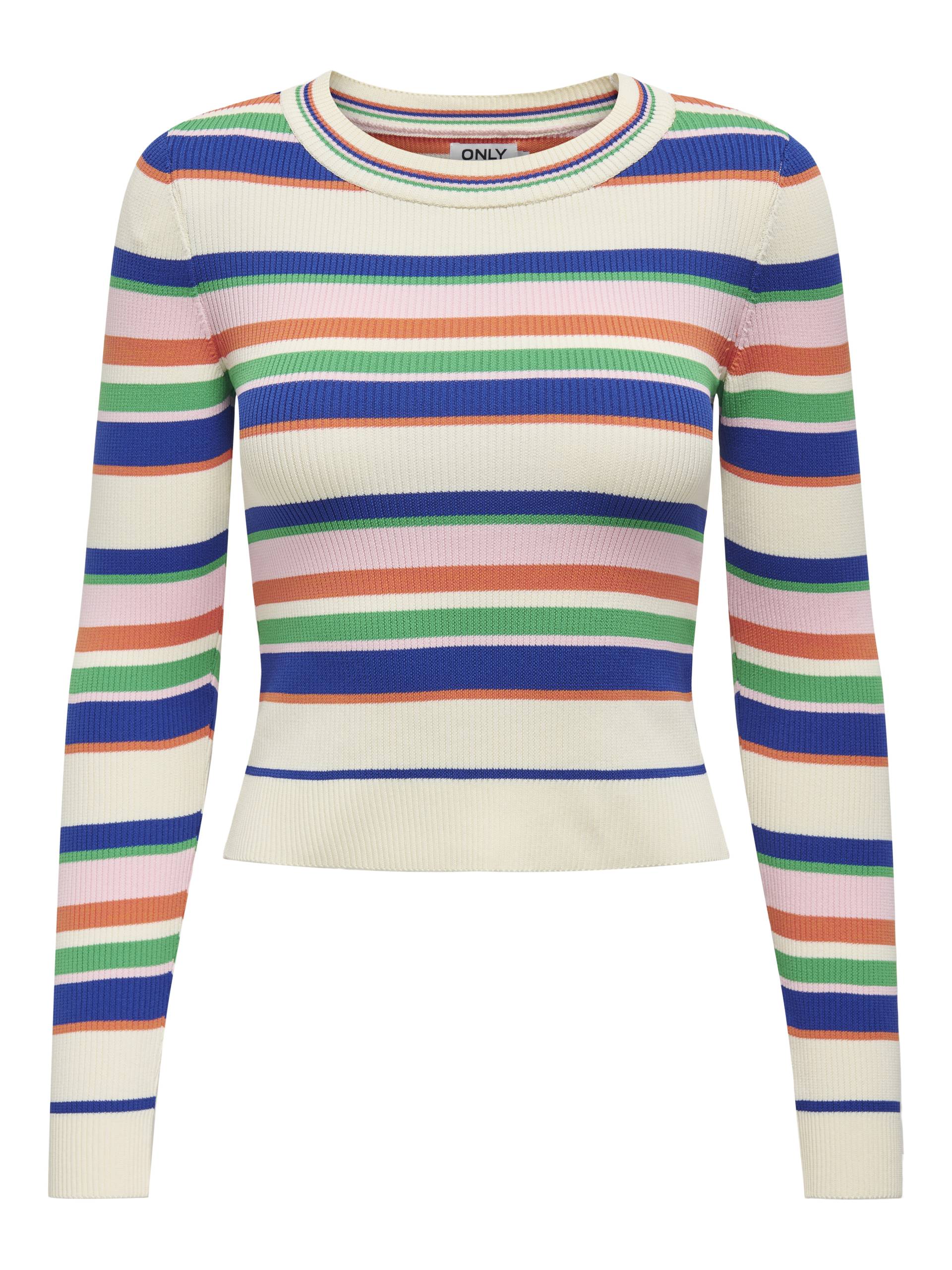 ONLY - ONLMELEKA LS CROPPED STRIPE ONECK CC KNT pumice stone - Gr. - L von ONLY