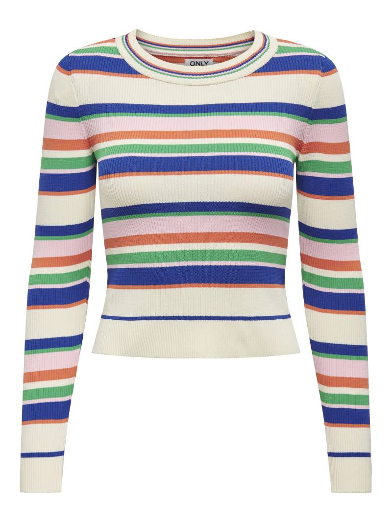 ONLY - ONLMELEKA LS CROPPED STRIPE ONECK CC KNT pumice stone - Gr. - L von ONLY