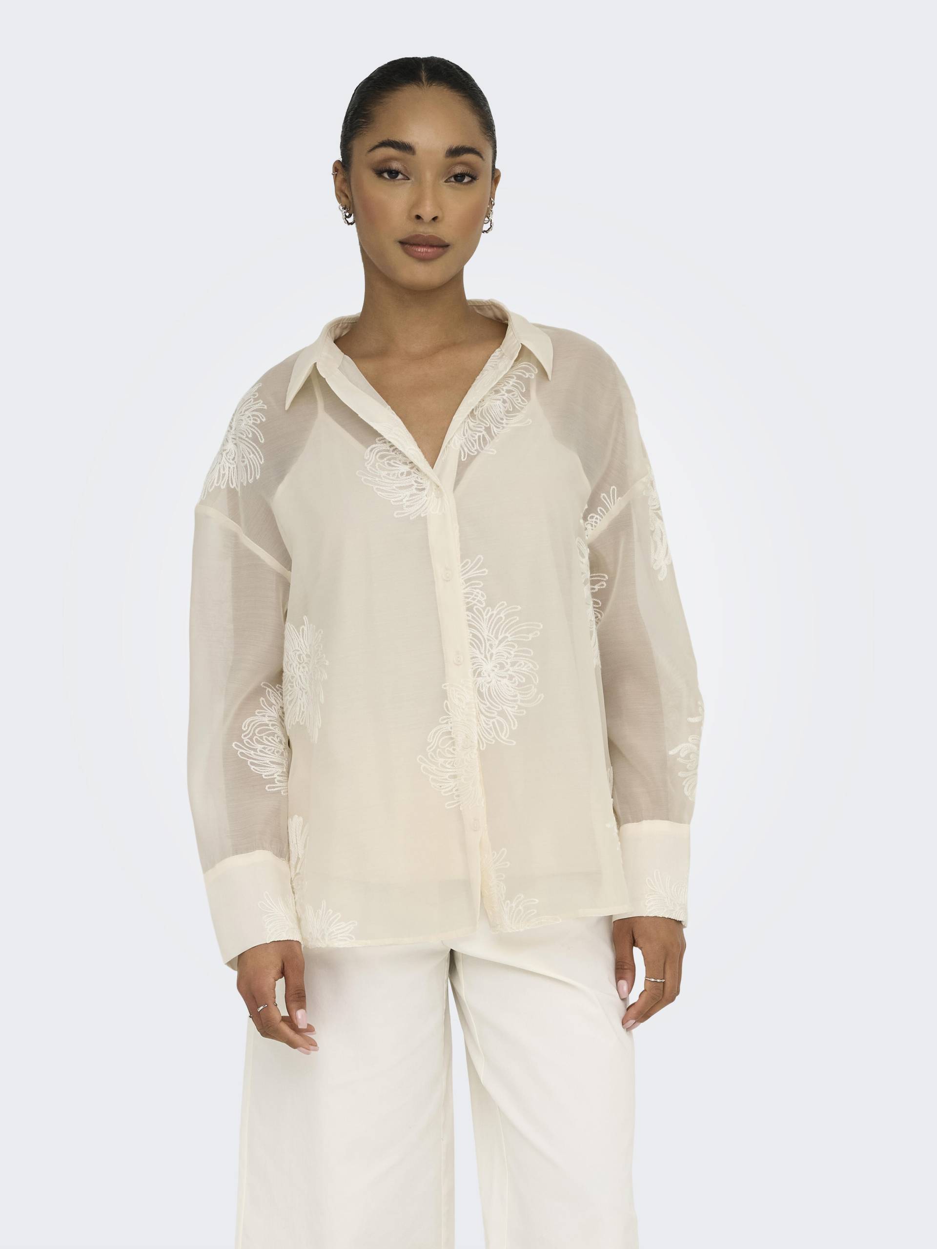 ONLY - ONLOREGON ANNA LIFE LS EMB SHIRT WVN cloud dancer - Gr. - M von ONLY