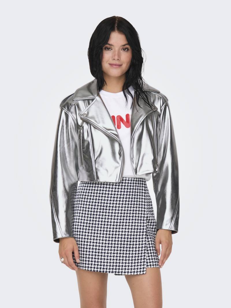 ONLY - ONLPERLE FAUX LEATHER BIKER OTW silver - Gr. - M von ONLY