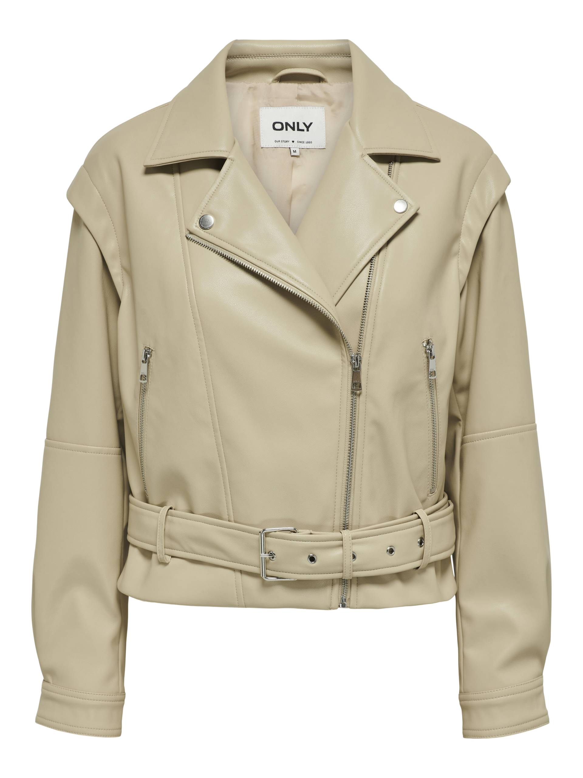 ONLY - ONLRAVEN FAUX LEATHER BIKER CC OTW white pepper - Gr. - L von ONLY