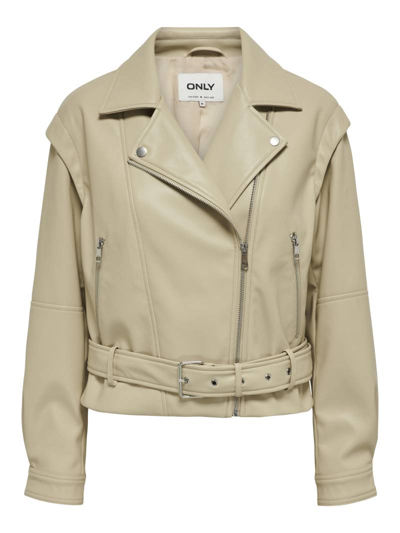 ONLY - ONLRAVEN FAUX LEATHER BIKER CC OTW white pepper - Gr. - M von ONLY