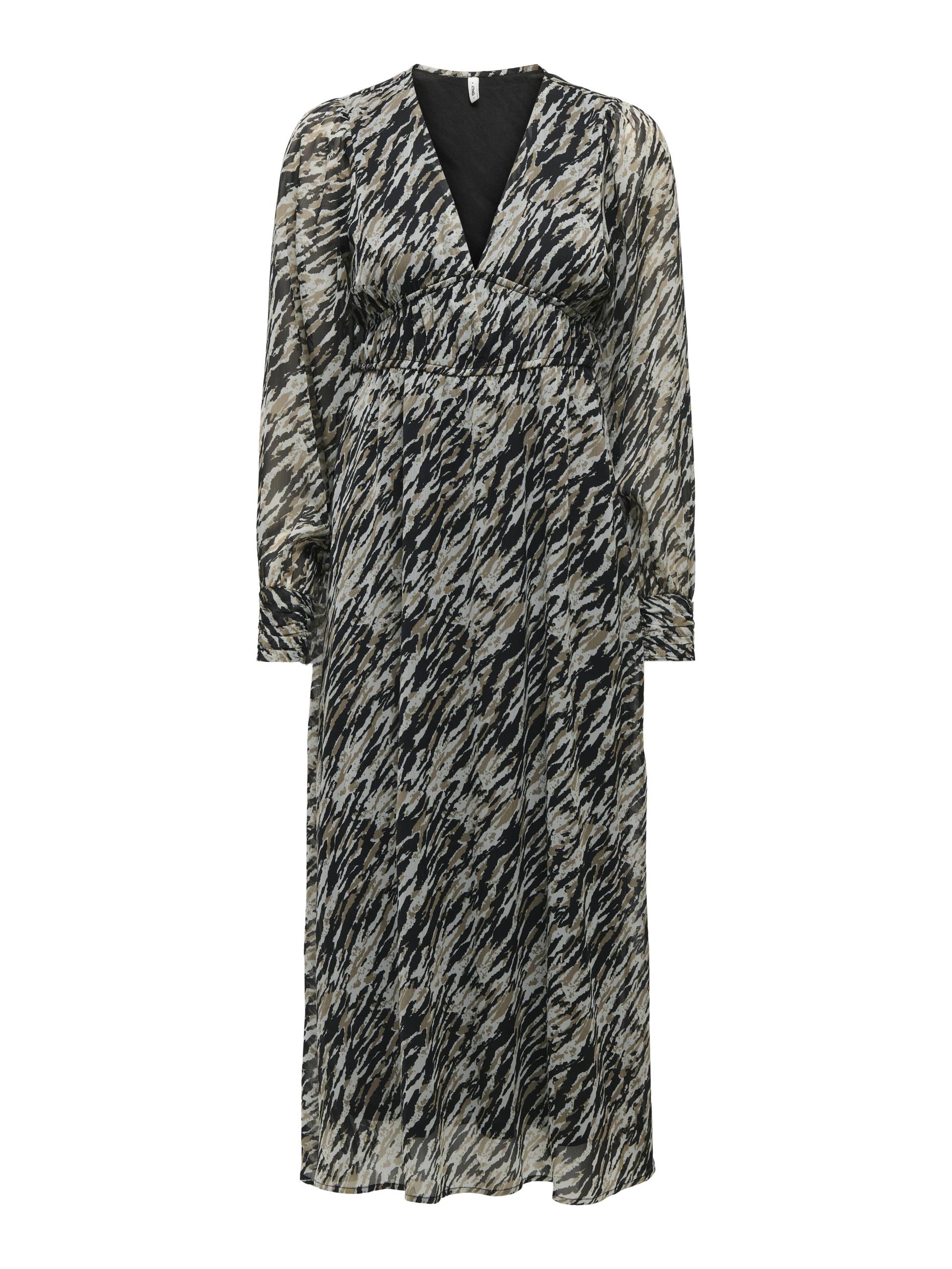 ONLY - ONLSABBIE LIFE L/S V-NECK MIDI DRESS PTM aqua gray - Gr. - M von ONLY