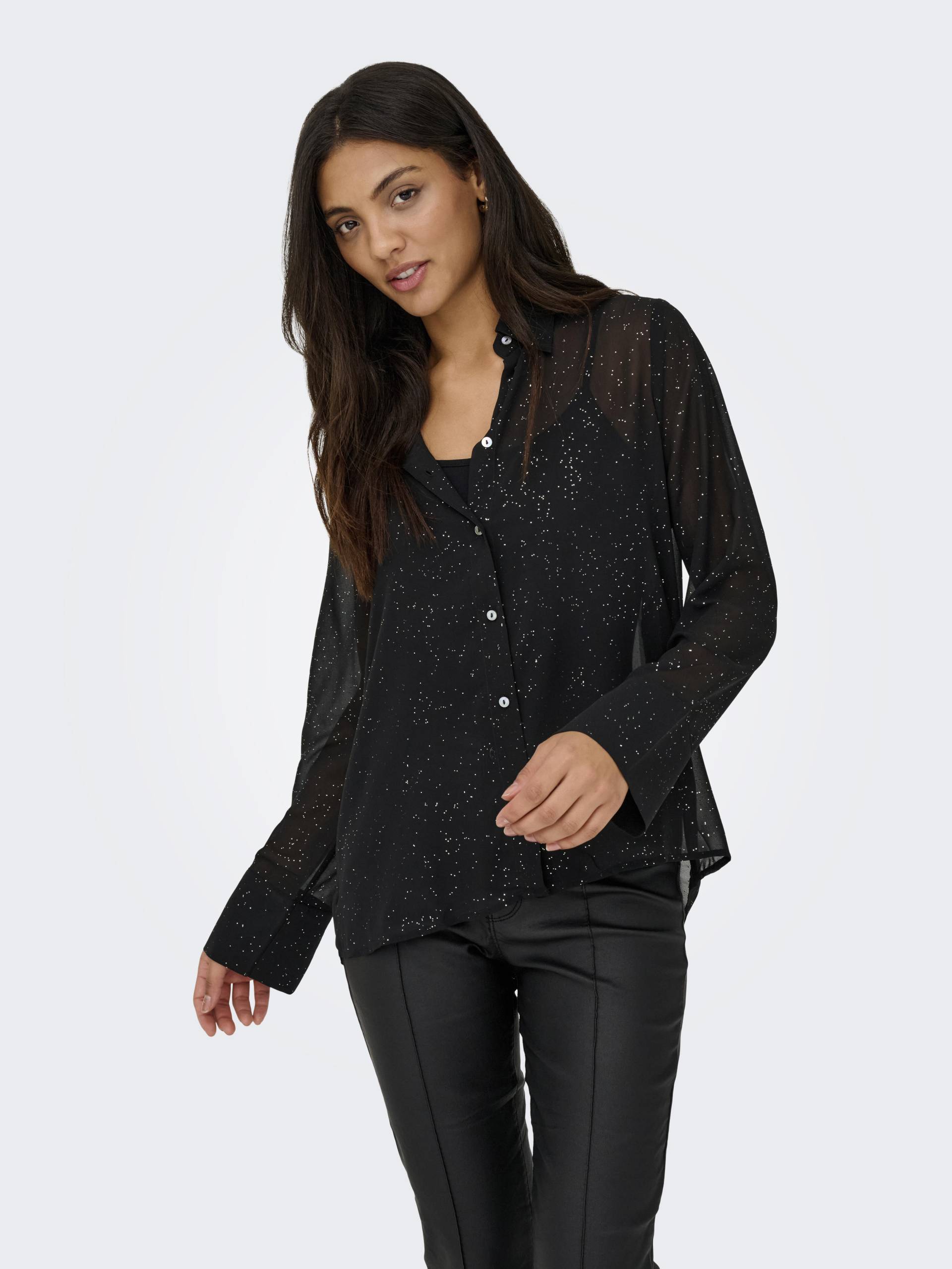 ONLY - ONLSTAR LIFE L/S GRACE GLITTER SHIRT WVN black - Gr. - L von ONLY