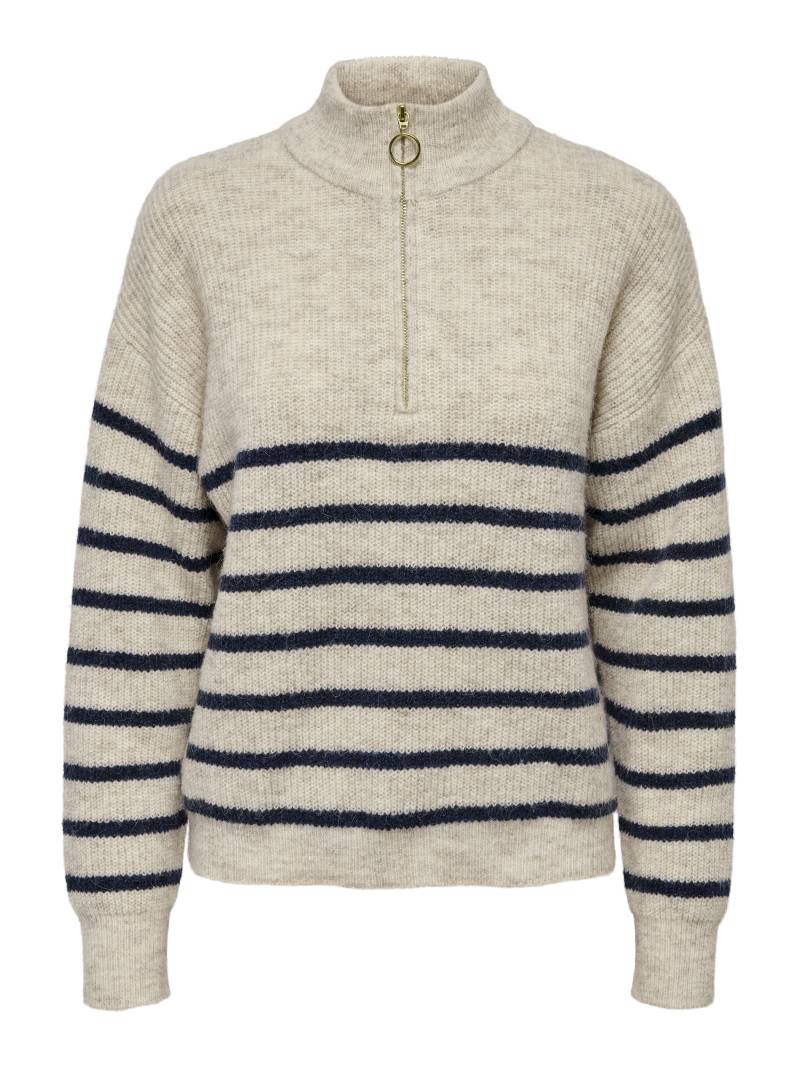 ONLY - ONLTOKYO L/S ZIP PULLOVER KNT NOOS pumice stone - Gr. - M von ONLY