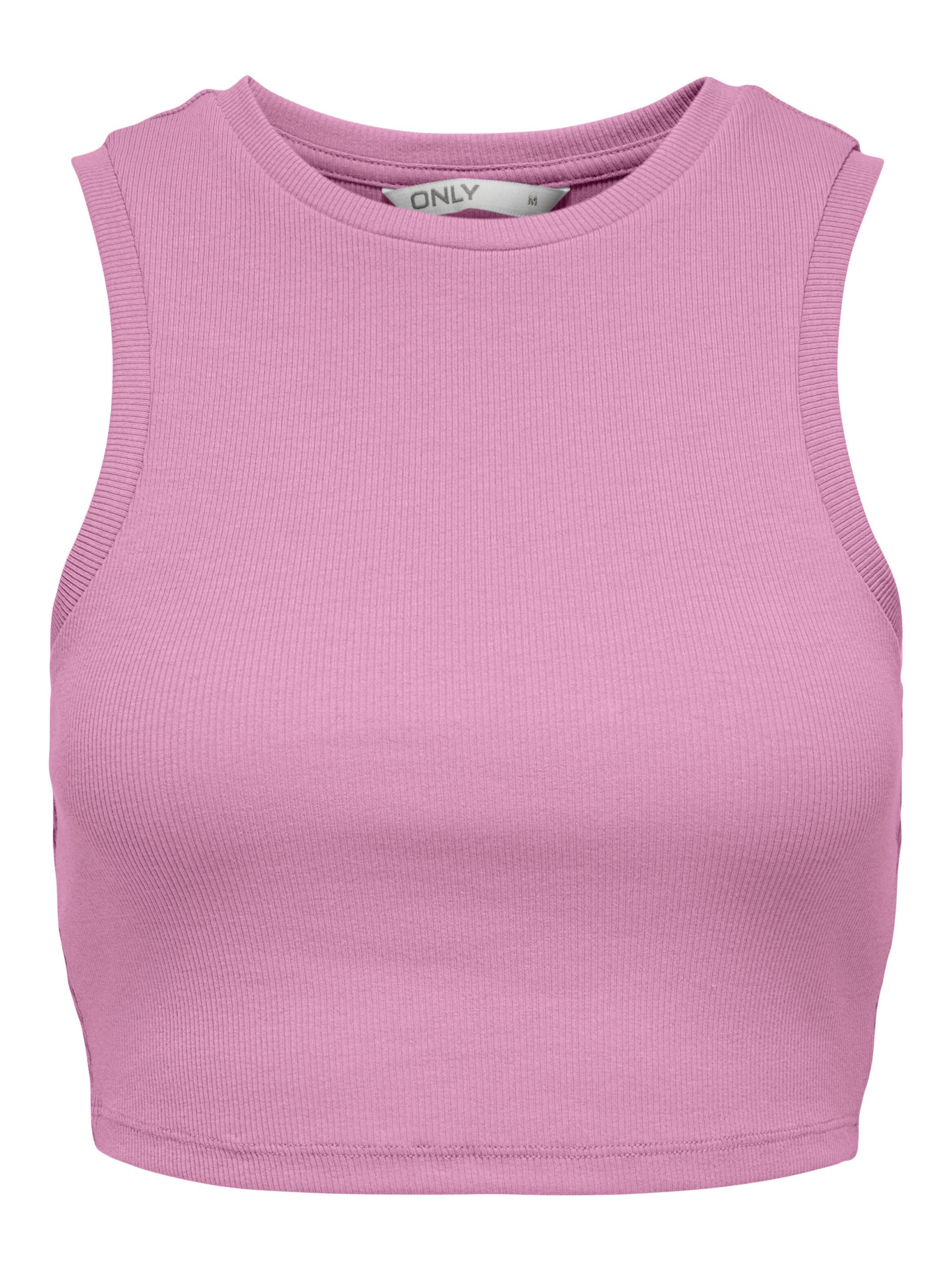 ONLY - ONLVILMA S/L CROPPED TANK TOP JRS NOOS begonia pink - Gr. - L von ONLY