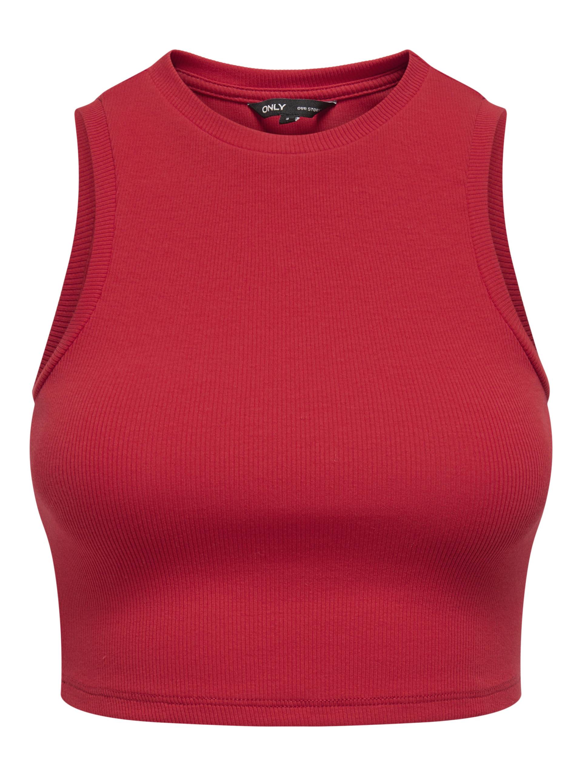 ONLY - ONLVILMA S/L CROPPED TANK TOP JRS NOOS high risk red - Gr. - M von ONLY