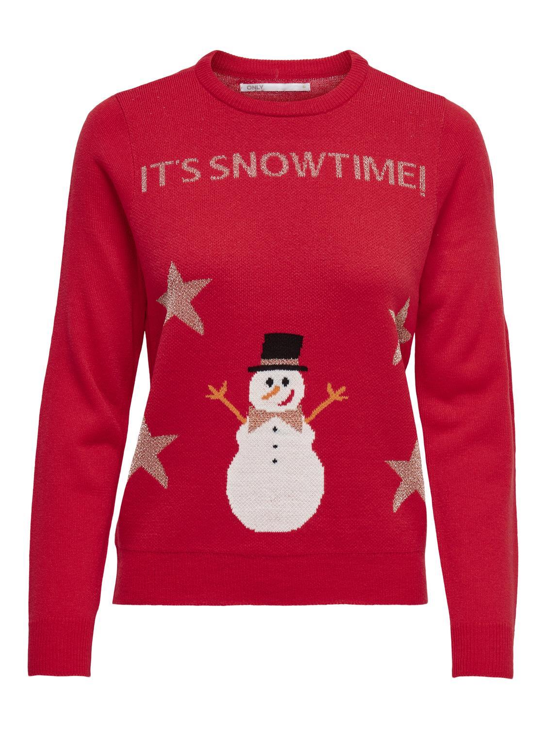 ONLY - ONLXMAS HAPPY L/S PULLOVER BOX KNT high risk red - Gr. - L von ONLY