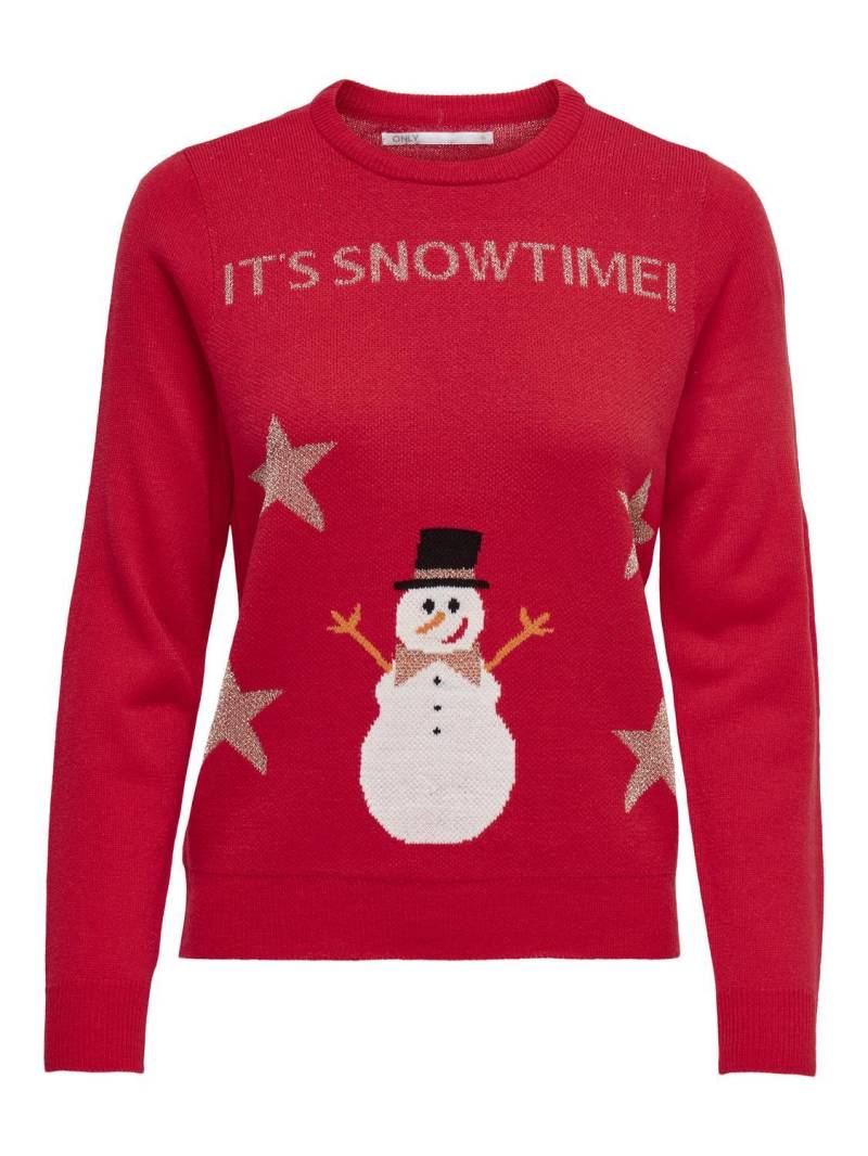 ONLY - ONLXMAS HAPPY L/S PULLOVER BOX KNT high risk red - Gr. - L von ONLY