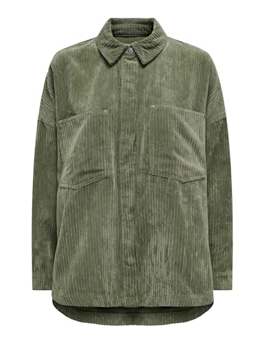 ONLY Damen Cord Shacket lässige Hemdjacke ONLJanine-Rai Oversized Damenjacke 15278351 Kalamata XL von ONLY