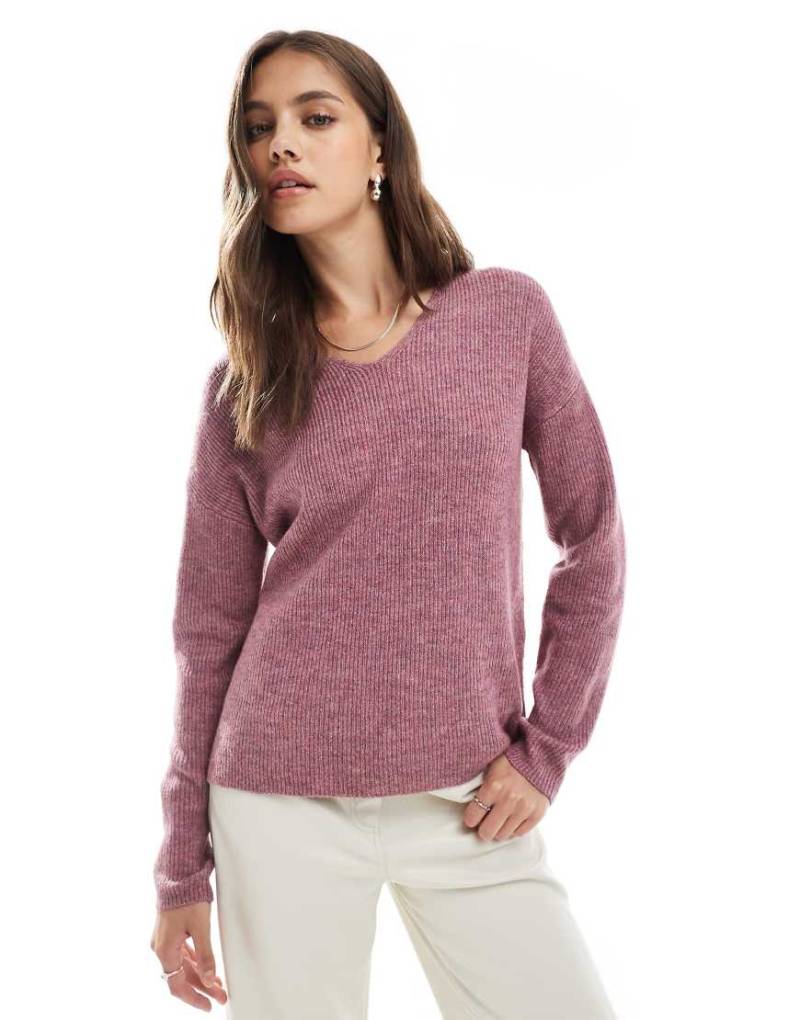 ONLY - Pullover in Dunkelrosa mit V-Ausschnitt ONLY - Pullover in Dunkelrosa mit V-Ausschnitt von ONLY