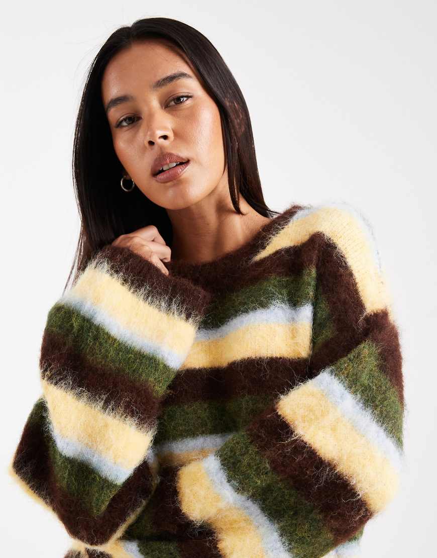 ONLY - Pullover mit grünen Streifen und Rundhalsausschnitt von ONLY