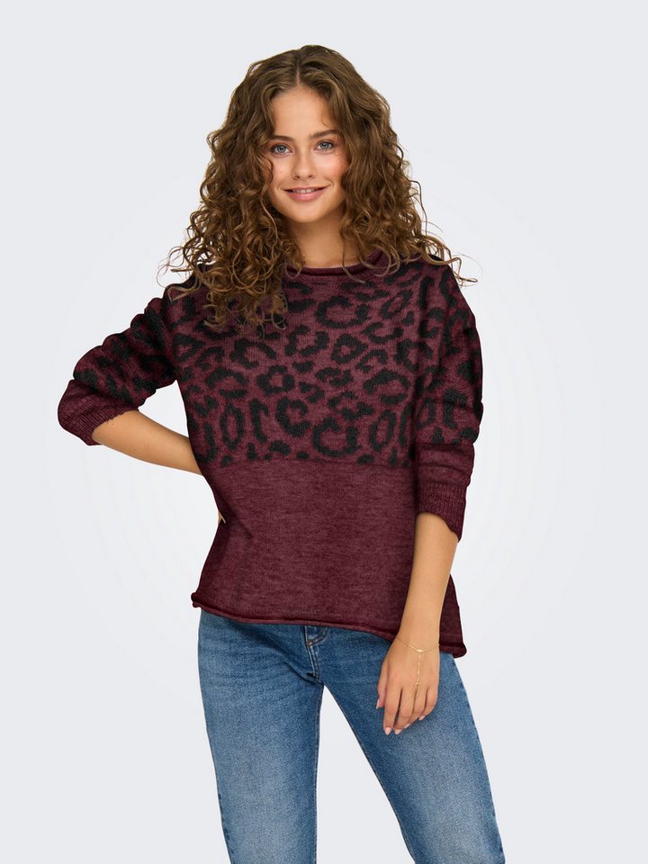 ONLY Rundhalspullover ONLJADE ANIMAL LS O-NECK NOOS KNT von ONLY