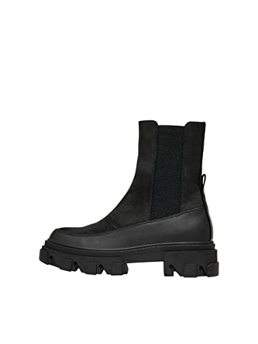 ONLY SHOES Damen ONLTOLA-1 Nubuck PU Chunky Boot-NOOS Stiefelette, Black, 41 EU, Schwarz von ONLY