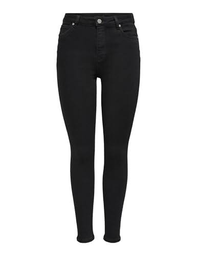 ONLY Skinny Fit Jeans High Waist Stretch Denim 5-Pocket Basic Hose Raw ONLMILA, Farben:Schwarz-2,Größe Damen:W32 L30,Z - Länge L30/32/34/36/38:L30 von ONLY