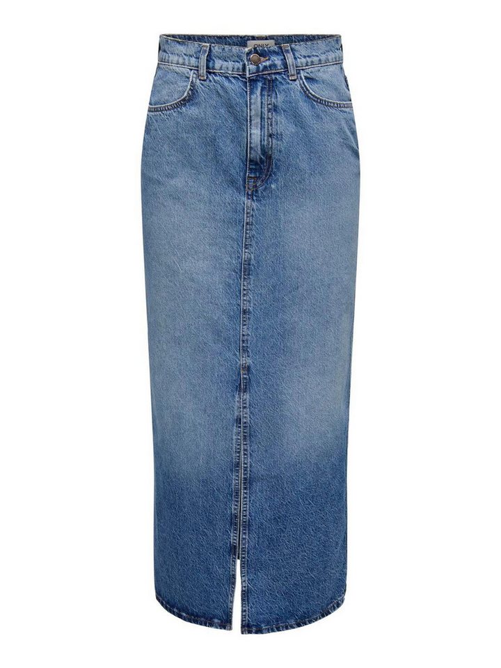 ONLY Sommerrock Maxi Jeans mit Schlitz Stone Denim Wash ONLCILLA LONG SLIT SKIRT DNM NOOS von ONLY