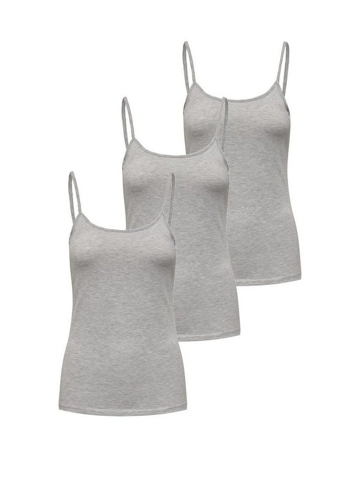 ONLY Spaghettitop Only Damen 3er-Pack Basic Spaghetti-Träger Top von ONLY