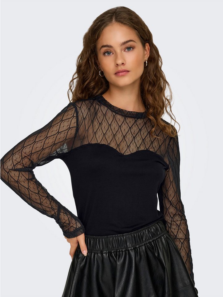 ONLY Spitzenshirt ONLSALINA L/S LACE MIX TOP JRS von ONLY