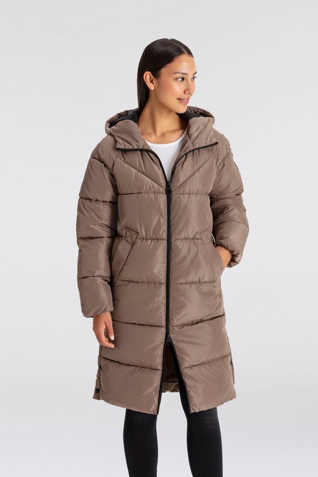 ONLY Steppmantel ONLAMAND – Langer Puffercoat mit 2-Wege-Reißverschluss lässig geschnitten, modisch, Steppware, Materialmix, hochschließend von ONLY