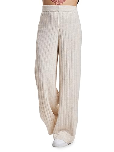 ONLY Stoffhose Feinstrick RIPP Stretch Pants Soft Bootcut Freizeit Trousers ONLTESSA, Farben:Beige,Größe Damen:L/L32,Z - Länge L30/32/34/36/38:L32 von ONLY