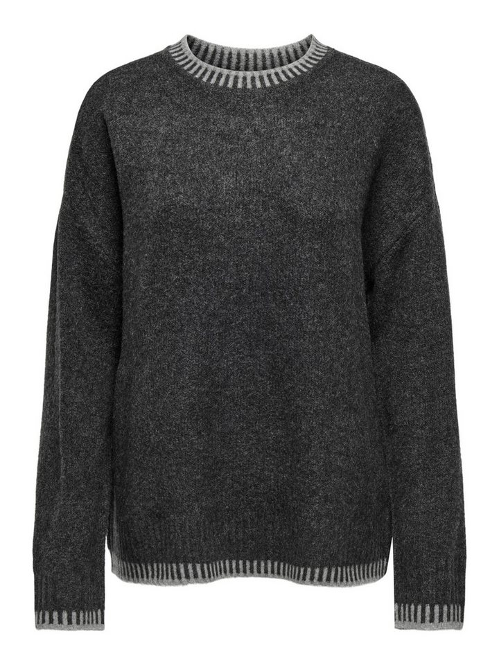 ONLY Strandpullover ONLSILMA LS STITCH MOCK NECK KNT Dark Grey Melange/W.MELANGÉ von ONLY