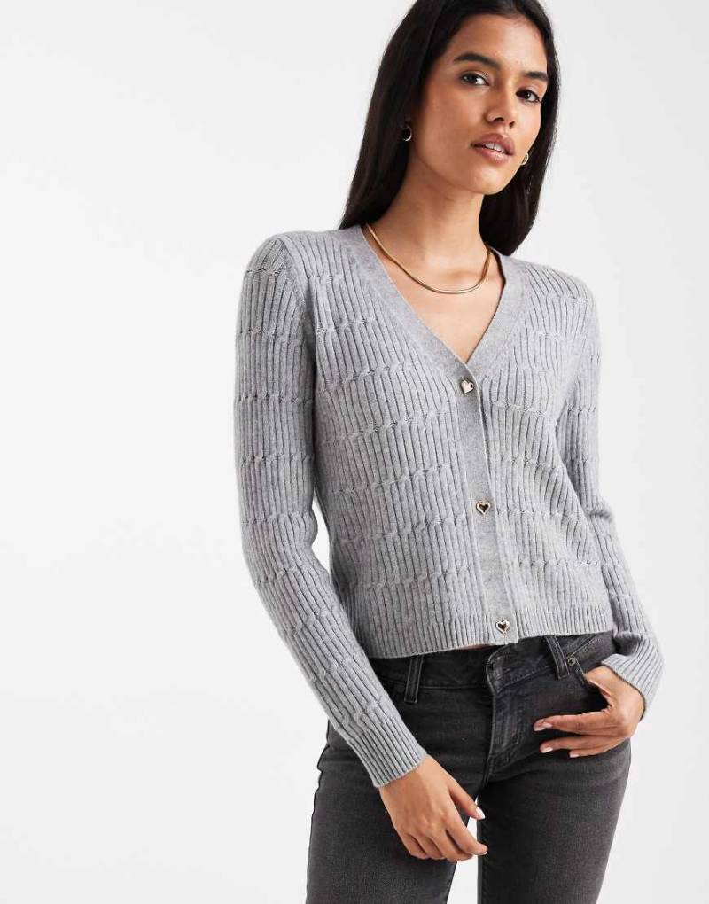 ONLY - Strickjacke in Grau mit V-Ausschnitt von ONLY