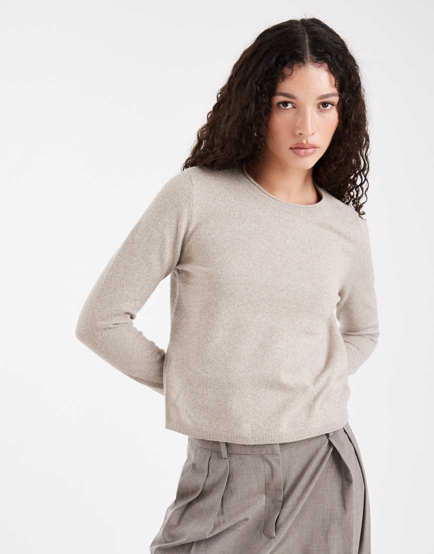 ONLY - Strickoberteil in Beige mit Rundhalsausschnitt-Neutral von ONLY