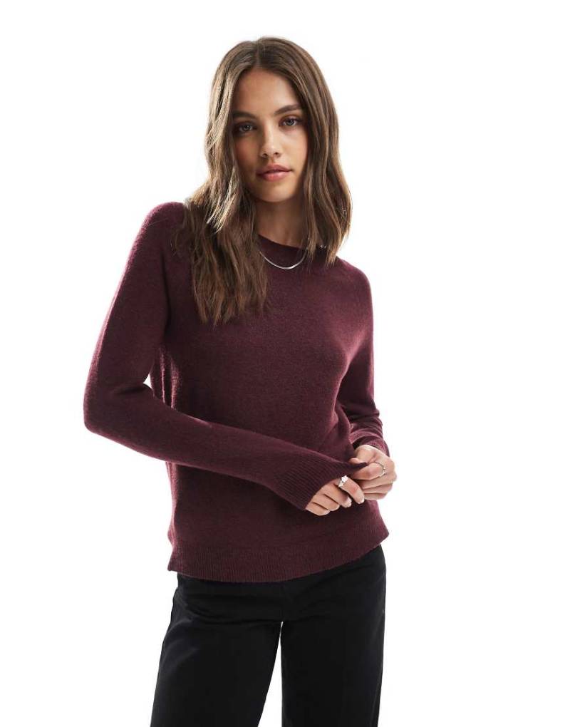ONLY - Strickpullover in Burgunderrot mit Rundhalsausschnitt von ONLY