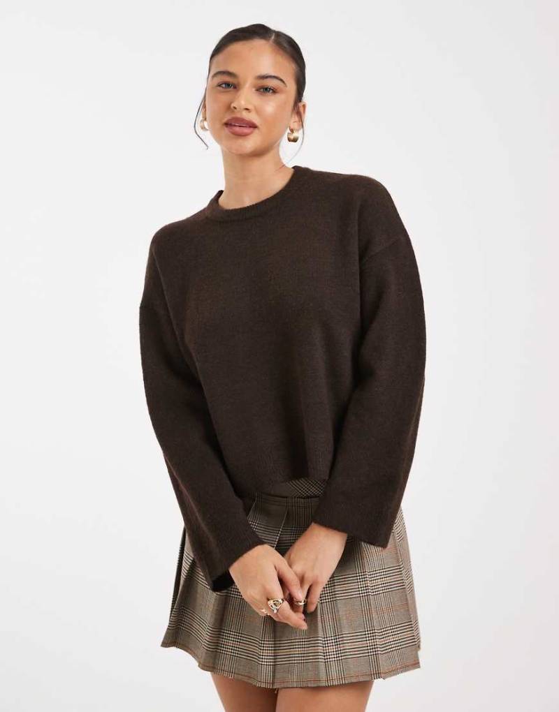 ONLY - Relaxed-Fit-Strickpullover in Dunkelbraun-Brown von ONLY