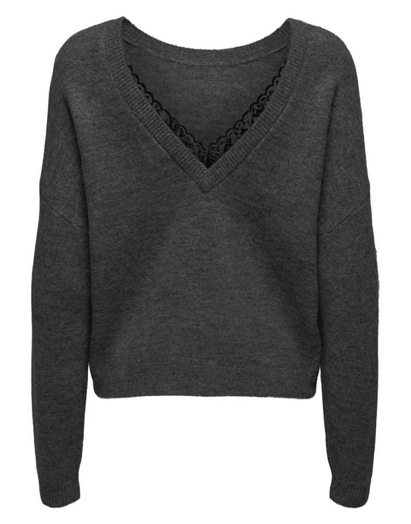 ONLY - Strickpullover in Dunkelgrau meliert von ONLY