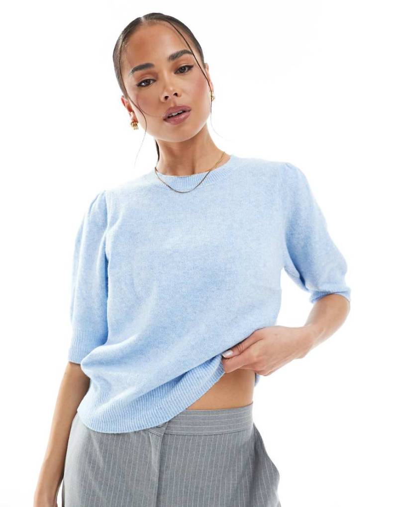 ONLY - Strickpullover in Hellblau mit 3/4-Ärmeln von ONLY