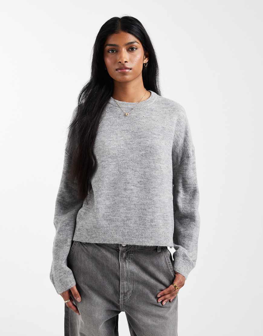 ONLY - Relaxed-Fit-Strickpullover in Mittelgrau von ONLY