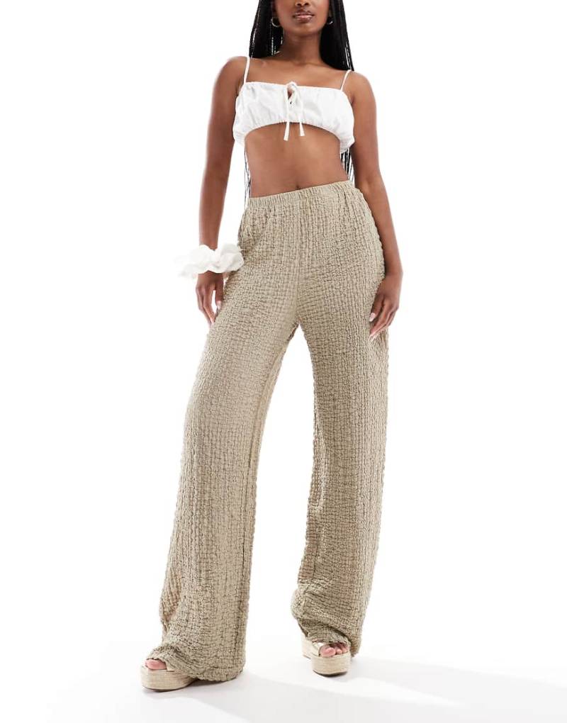 ONLY - Strukturierte Hose in Beige mit weitem Bein-Neutral von ONLY
