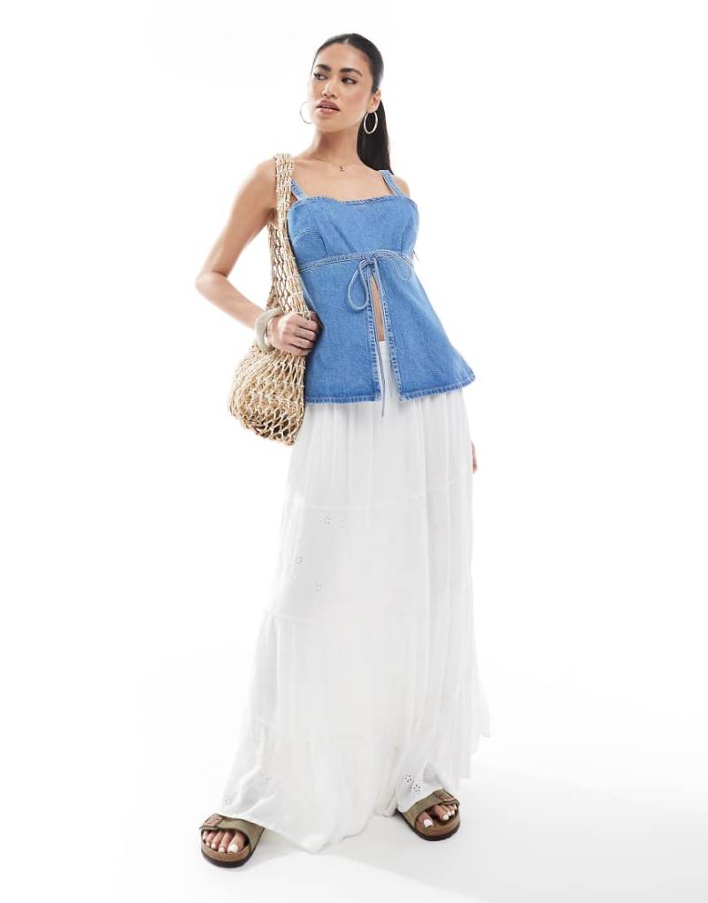 ONLY - Strukturierter Maxi-Rock in Weiß von ONLY