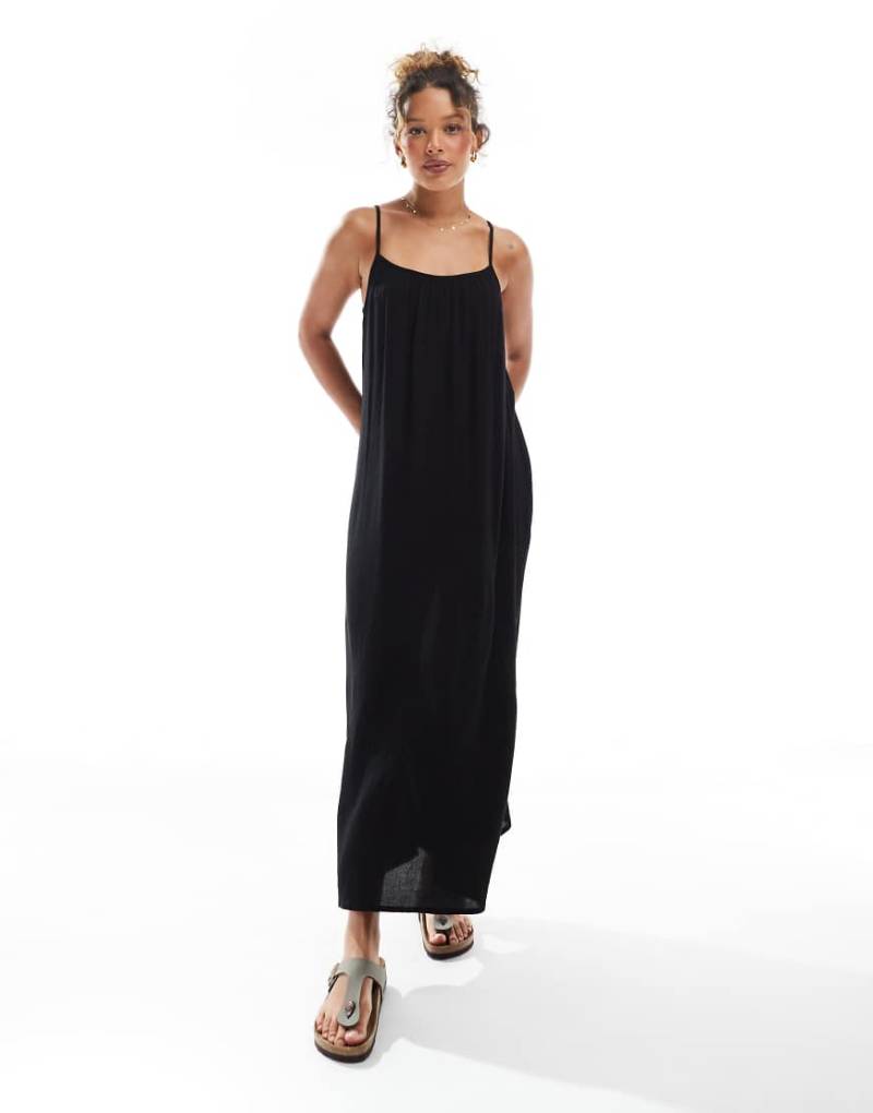 ONLY - Strukturiertes Riemchen-Maxikleid in Schwarz ONLY - Strukturiertes Riemchen-Maxikleid in Schwarz von ONLY