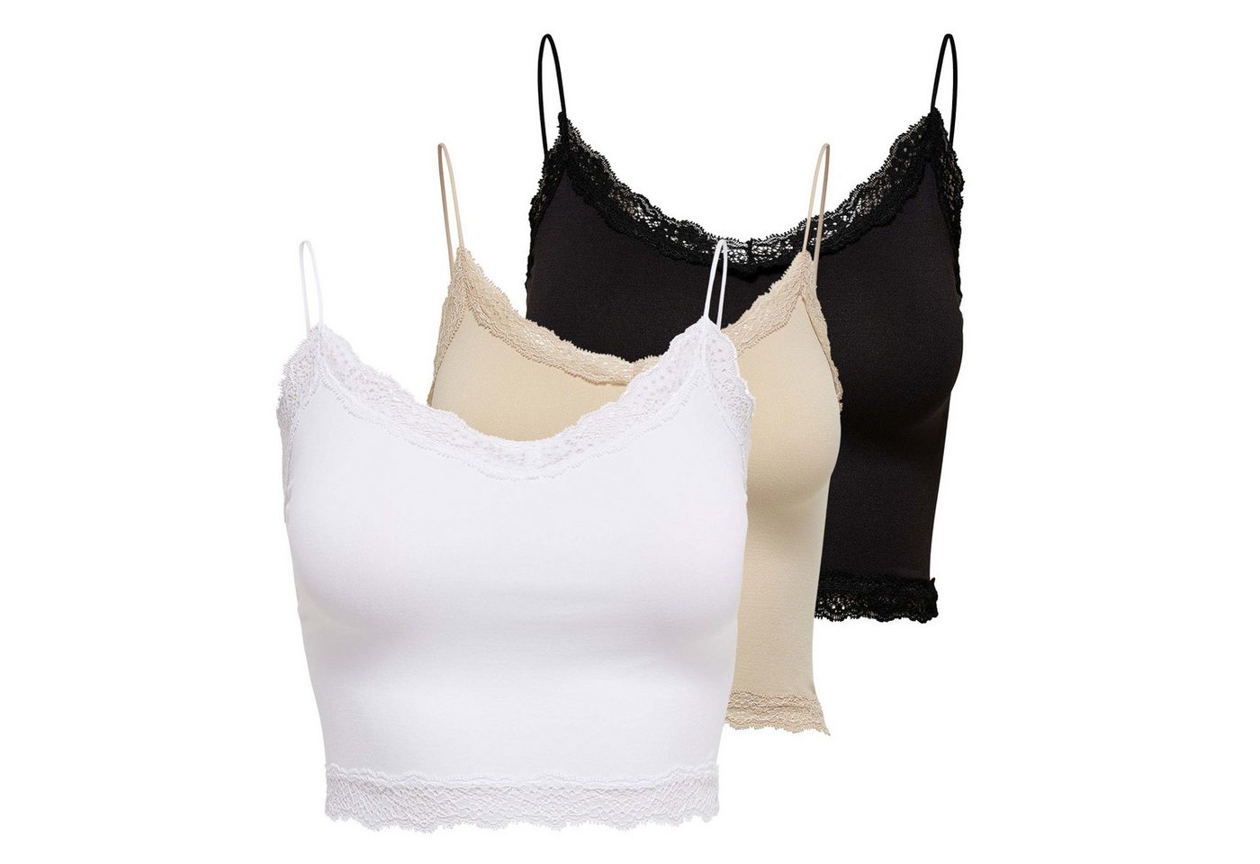 ONLY T-Shirt Damen T-Shirt 3er Pack Polyamid (Packung, 3er Pack) von ONLY