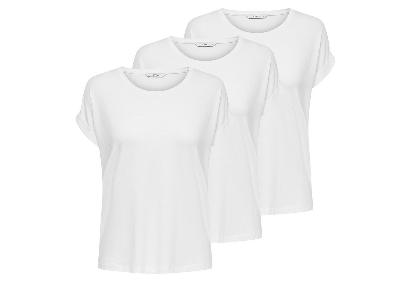 ONLY T-Shirt Damen T-Shirt 3er Pack Viskose (Packung, 3er Pack) von ONLY