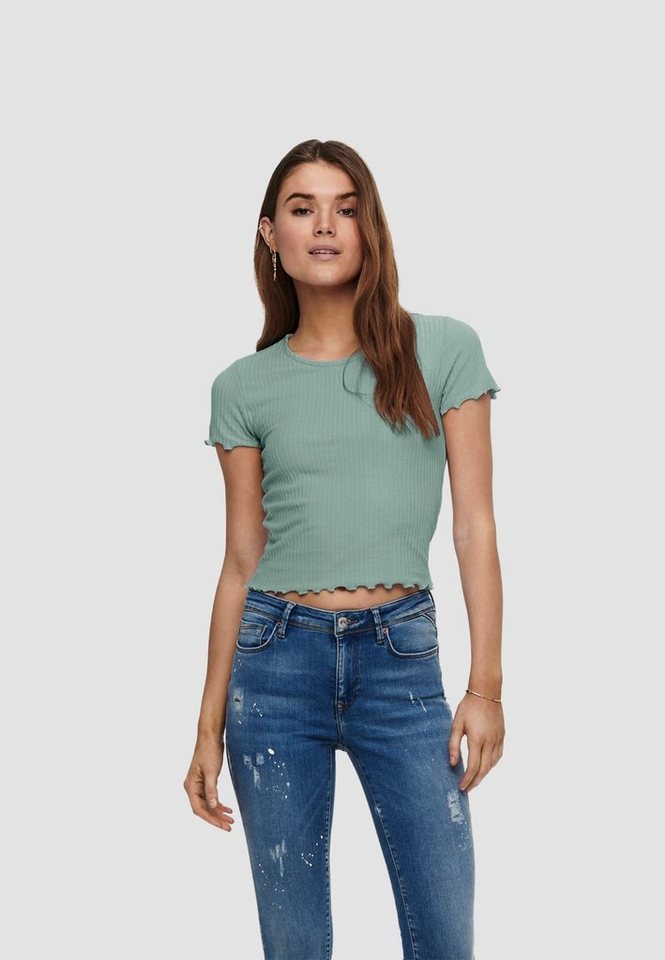 ONLY T-Shirt Gerippt Cropped Kurzes Rundhals Bauchfrei ONLEMMA (1-tlg) ONLEMMA S/S SHORT TOP NOOS JRS von ONLY