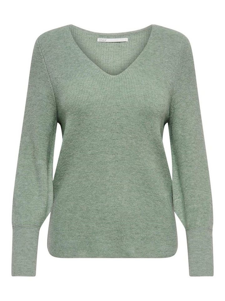 ONLY V-Ausschnitt-Pullover Only Damen Strick-Pullover OnlLatia Sweater Ballon-Ärmel Oberteil von ONLY