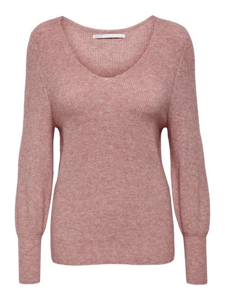 ONLY V-Ausschnitt-Pullover Only Damen Strick-Pullover OnlLatia Sweater Ballon-Ärmel Oberteil von ONLY