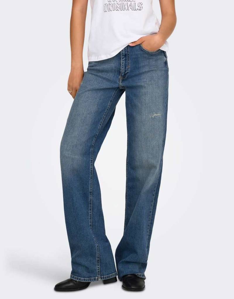 ONLY - Wide-Fit-Jeans aus dunkelblauem Denim von ONLY