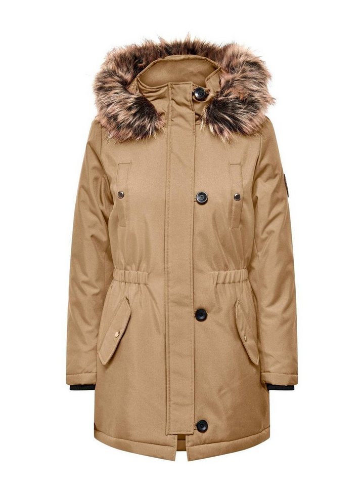 ONLY Winterjacke Only Damen Winter-Jacke OnlIris einfarbiger Parka Mantel Fellkapuze von ONLY