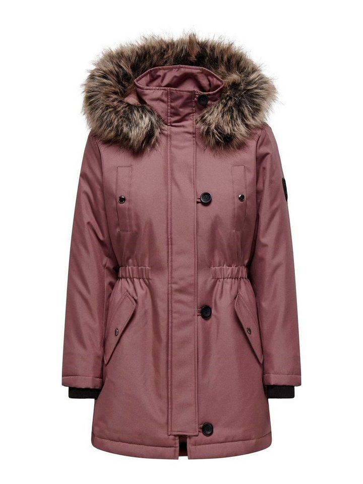 ONLY Winterjacke Only Damen Winter-Jacke OnlIris einfarbiger Parka Mantel Fellkapuze von ONLY
