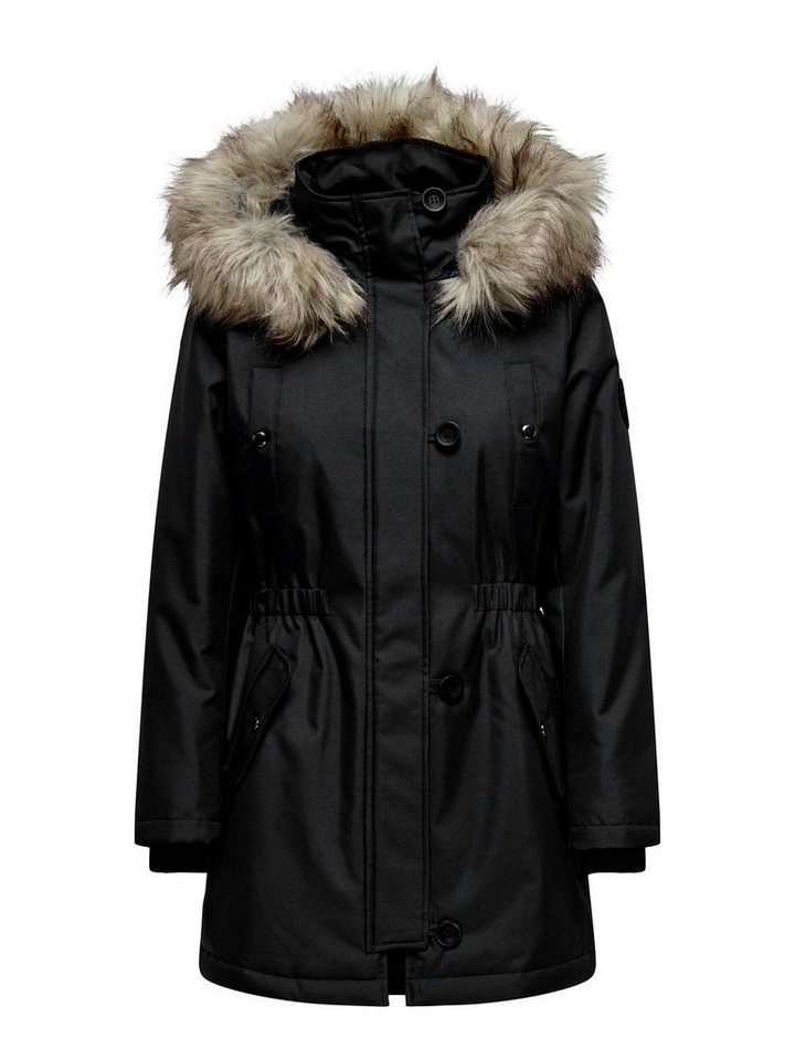 ONLY Winterjacke Only Damen Winter-Jacke OnlIris einfarbiger Parka Mantel Fellkapuze von ONLY
