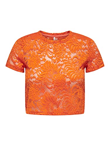 ONLY Women's ONLALBA S/S Cropped TOP JRS T-Shirt, Orange Peel, XS von ONLY