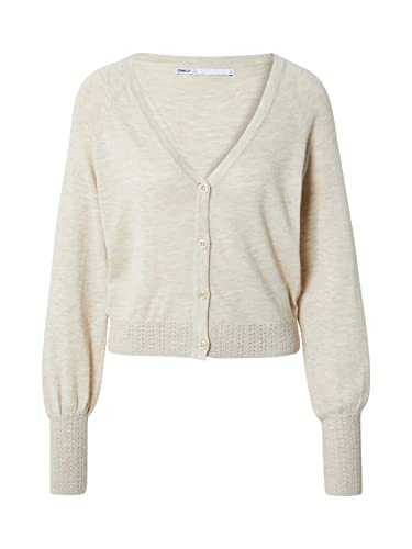 ONLY Women's ONLANA Life SEAWOOL L/S Cardigan KNT Sweater, Pumice Stone/Detail:W. Melange, XL von ONLY