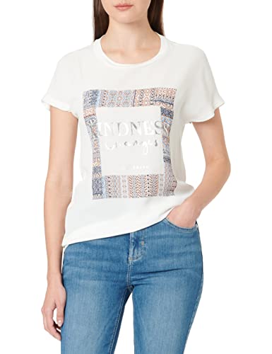 Only Women's ONLARIA REG S/S Woven Front TOP Box JRS T-Shirt, Cloud Dancer/:Kindness, XS von ONLY