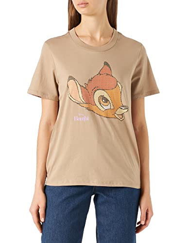 ONLY Women's ONLBAMBI REG S/S TOP Box JRS T-Shirt, Nomad/Print:Bambi, M von ONLY