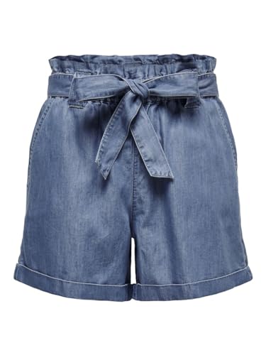 ONLY Damen ONLBEA SMILLA HW PB Loose DNM SHORTSNOOS Shorts, Medium Blue Denim, XS von ONLY