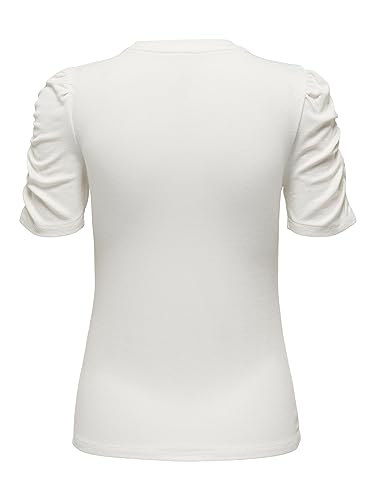 ONLY Women's ONLBELIA 2/4 Ruching TOP Box JRS T-Shirt, Cloud Dancer, M von ONLY